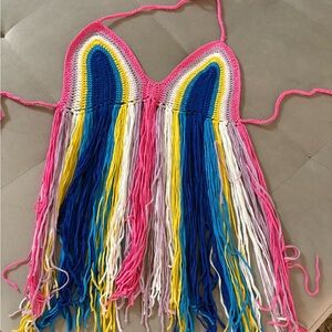 Colorful Crochet Fringe Top